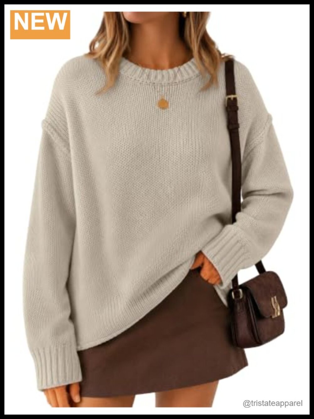 Oversized Chunky Knit Pullover Sweater Long Sleeve Crewneck
